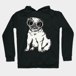 Pug dog, bulldog  vintage sunglasses art design for love like a gift for her and him Hoodie